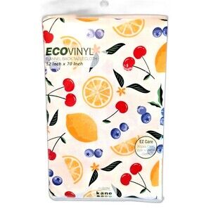Kane Ecovinyl Tablecloth  Summer Fruits Flannel Back 52 x 70-in PEVA Non-Toxic